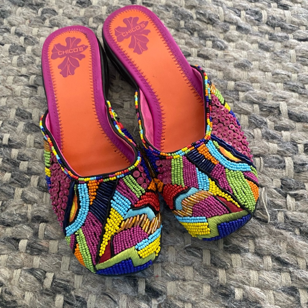 Chico's Multicolor Beaded Women's Shoes Size 6 EUC